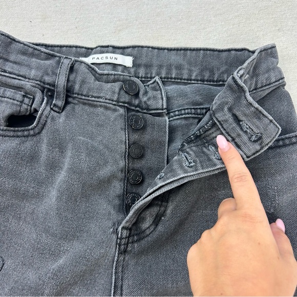 PACSUN Black Ripped High Rise Straight Leg Jeans Size 24 U - Picture 11 of 13